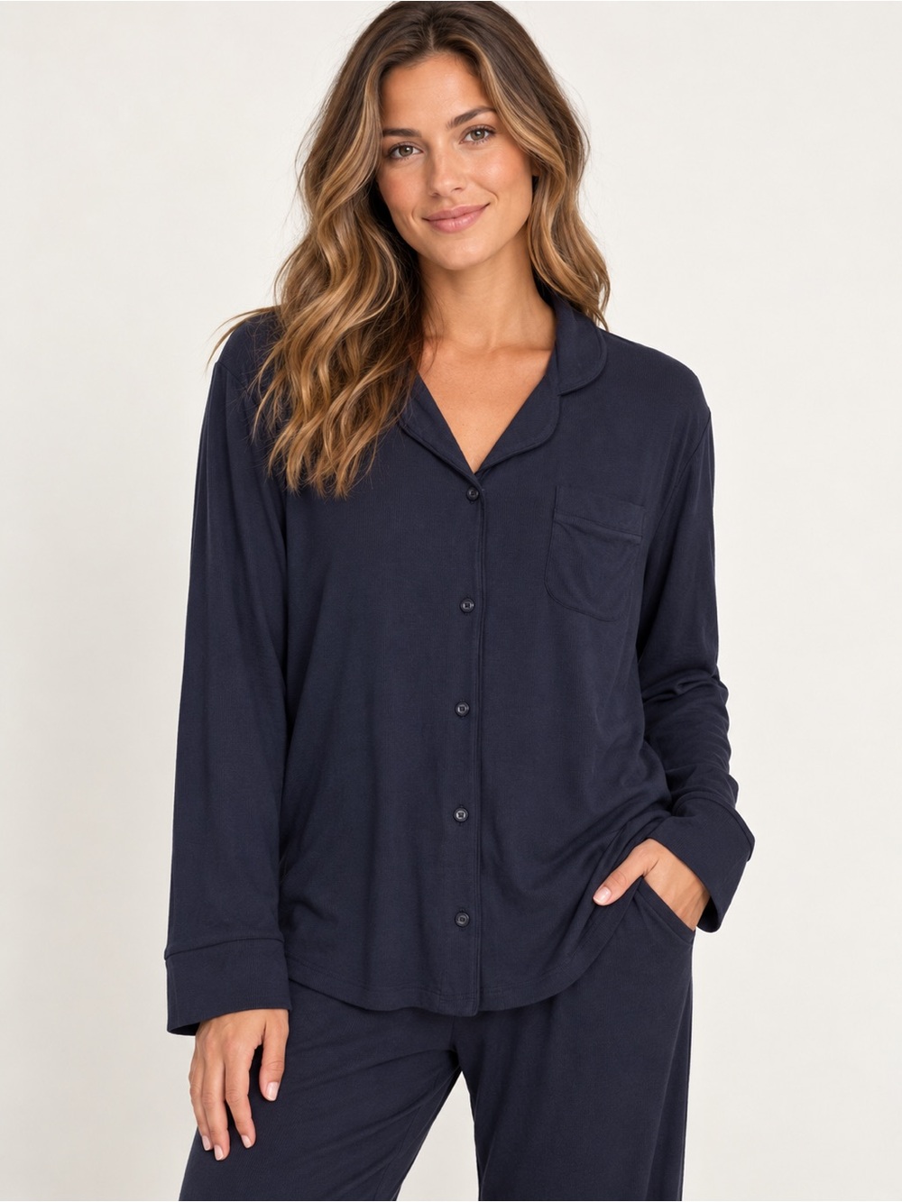 NWT SKIMS Soft Lounge Rib Sleep Set Black Marble S Pajama Top Only